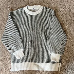 Green and White Stripped Sweater Medium